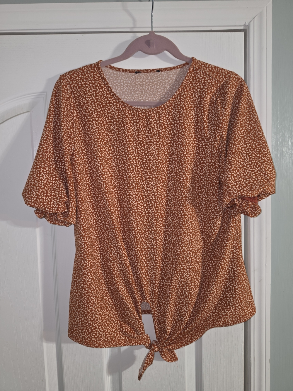 Women's Rust Floral Tie-Front Top